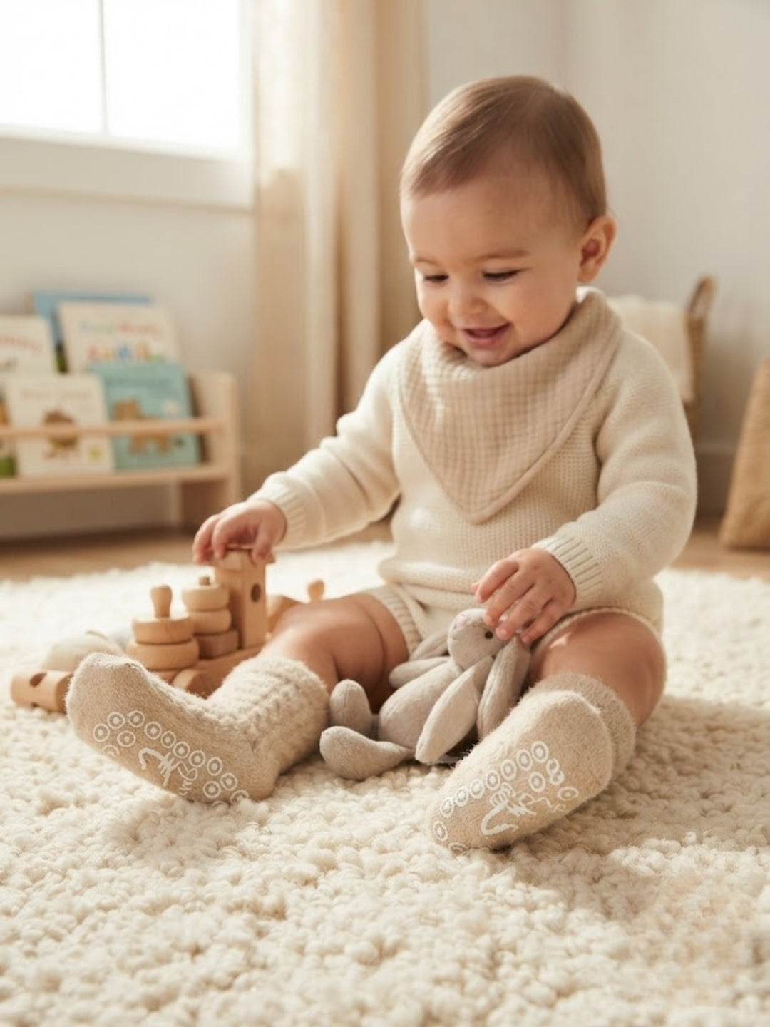 Cdeck Kids Warm Winter Socks | Soft Rabbit Hair Wool Stretchable Socks  | 0–4 Years | Pack of 3 | Multicolor