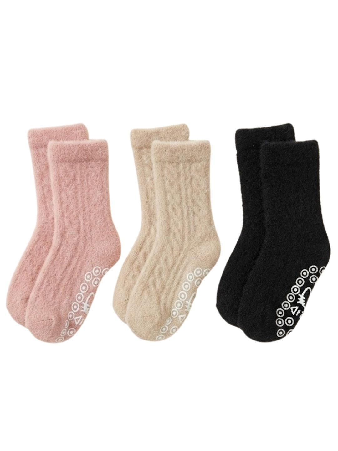Cdeck Kids Winter Woolen Socks | Soft Rabbit Hair Wool Socks with Stretchable Fit & Anti-Skid Sole | 0–4 Years | Pack of 3 | Multicolor