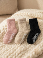 Cdeck Kids Winter Woolen Socks | Soft Rabbit Hair Wool Socks with Stretchable Fit & Anti-Skid Sole | 0–4 Years | Pack of 3 | Multicolor