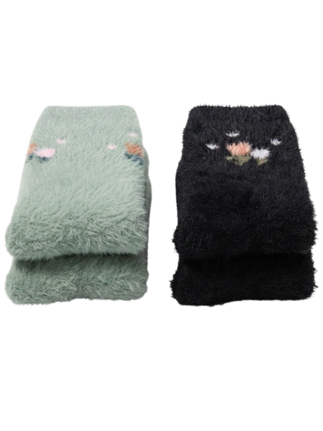 Cdeck Women’s Soft Wool Socks Combo | Cozy Green & Black Floral Socks