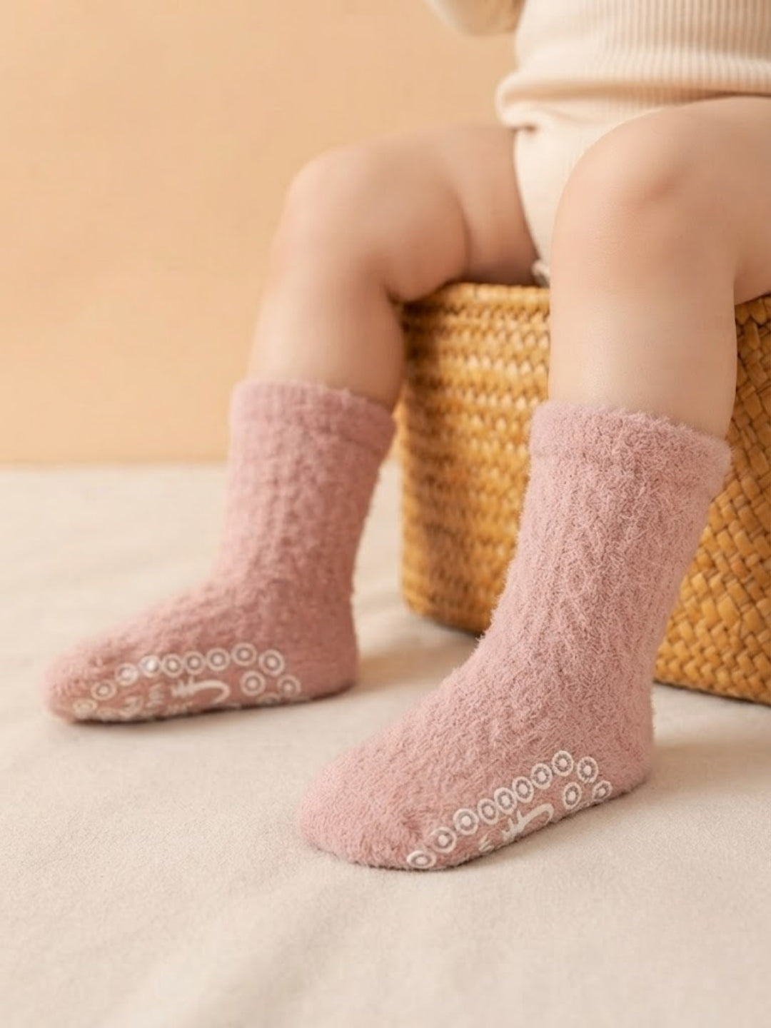 Cdeck Kids Winter Woolen Socks | Soft Rabbit Hair Wool Socks with Stretchable Fit & Anti-Skid Sole | 0–4 Years | Pack of 3 | Multicolor