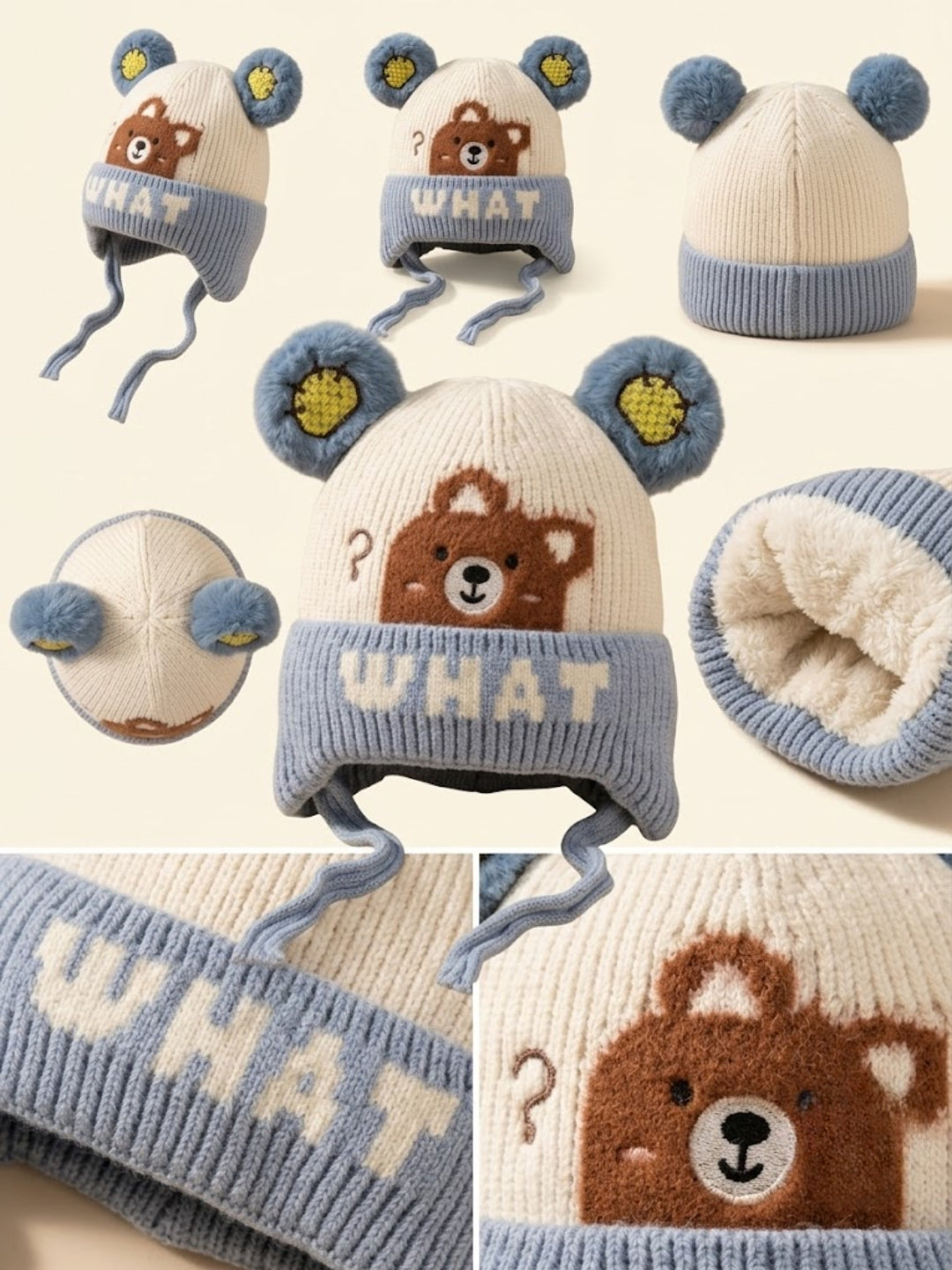 Cdeck Kids Woolen Winter Cap for Boys & Girls | Warm & Comfortable Winter Wear | 2–4 Years | Blue