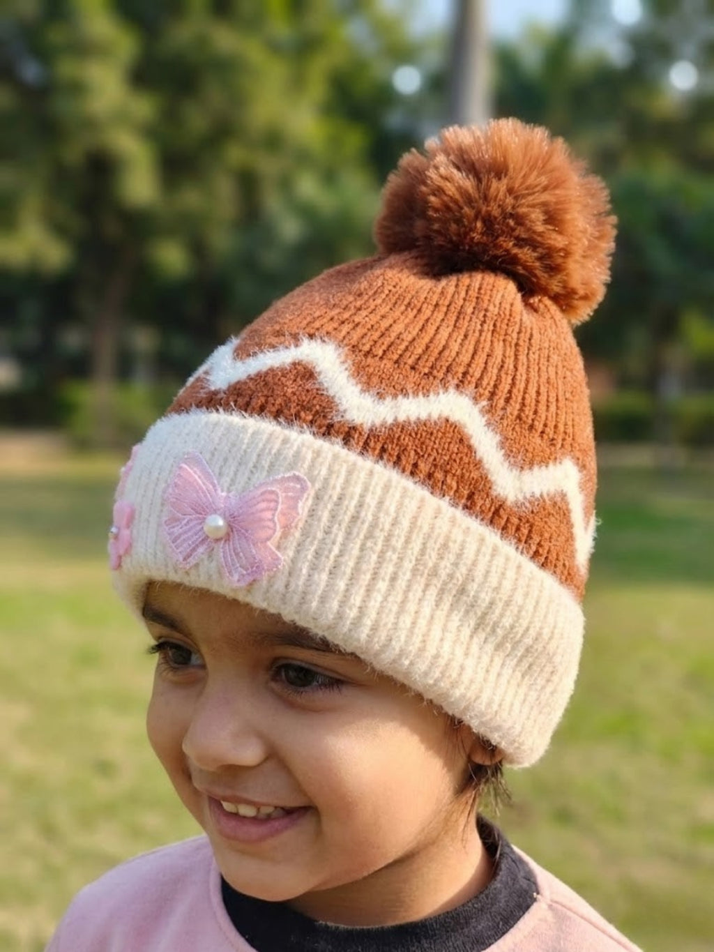 Cdeck Kids Woolen Winter Cap for Baby Girls