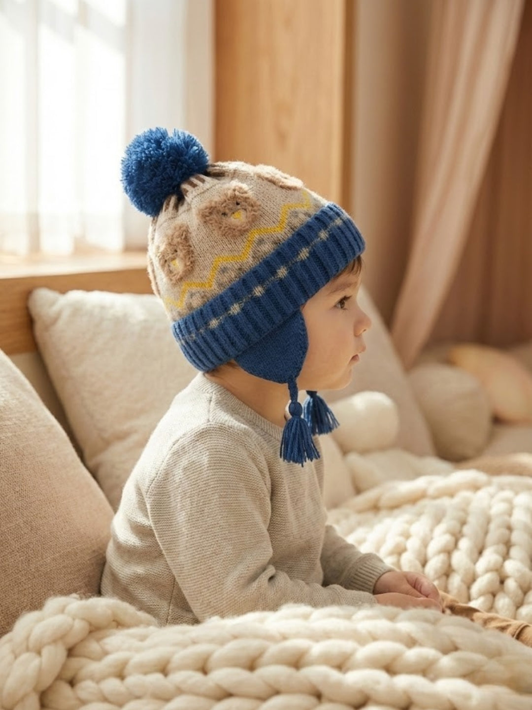 Cdeck Kids Winter Woolen Cap for Boys & Girls | Warm, Soft & Comfortable | 2–4 Years