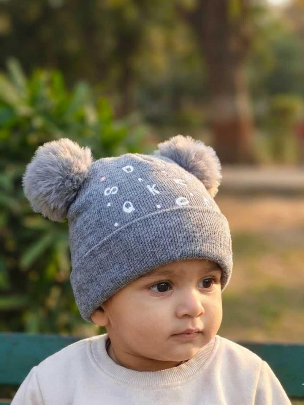 Cdeck Kids Woolen Winter Cap with Double Pom Pom Design