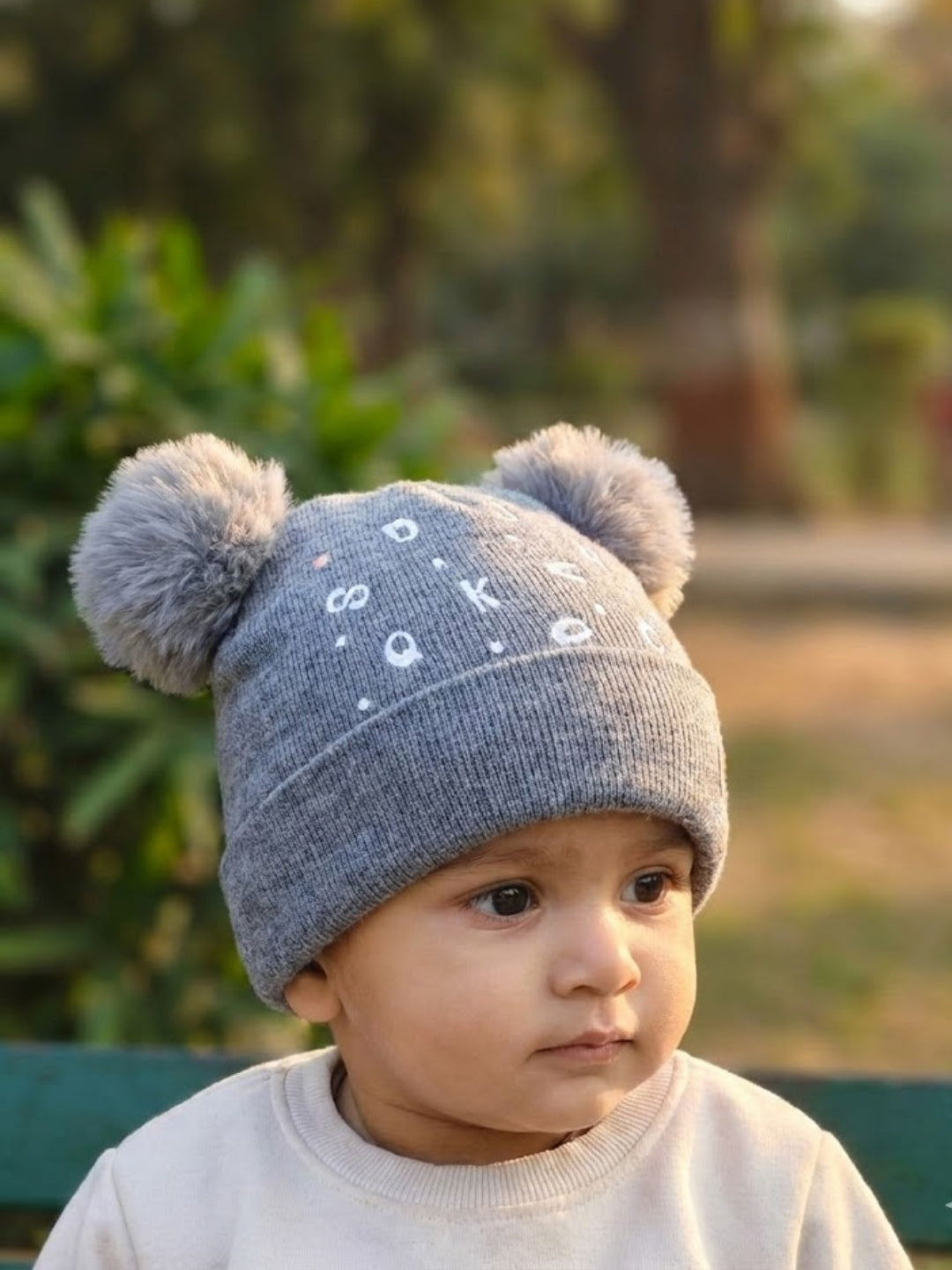 Cdeck Kids Woolen Winter Cap with Double Pom Pom Design | Soft, Warm & Comfortable | 1–3 Years