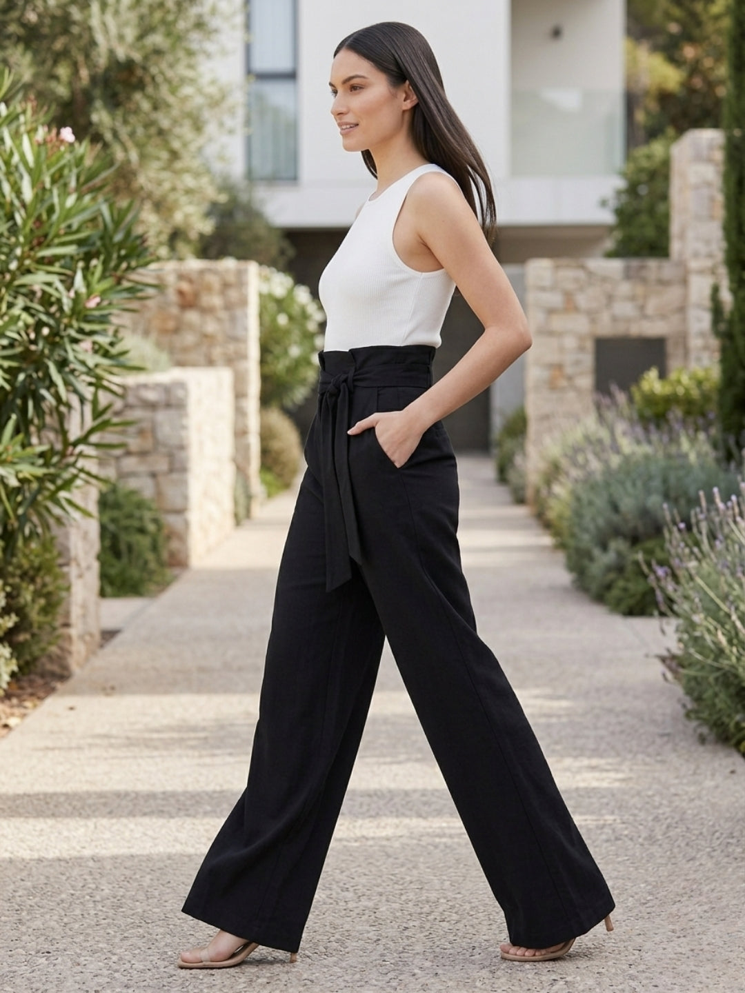 Cdeck Women's Linen Palazzo Pants