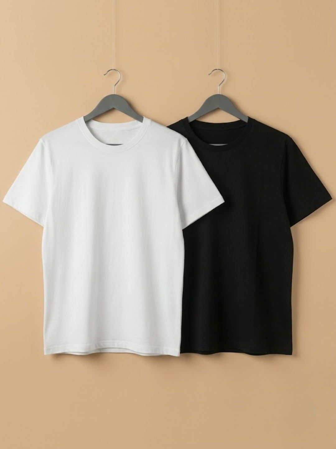 Cdeck Men’s T-Shirt Combo | Black & White Plain Round Neck Half Sleeve T-Shirts | Soft Comfortable Casual Tees for Men | Pack of 2