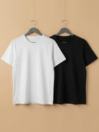 Cdeck Men’s T-Shirt Combo | Black & White Plain Round Neck Half Sleeve T-Shirts | Soft Comfortable Casual Tees for Men | Pack of 2