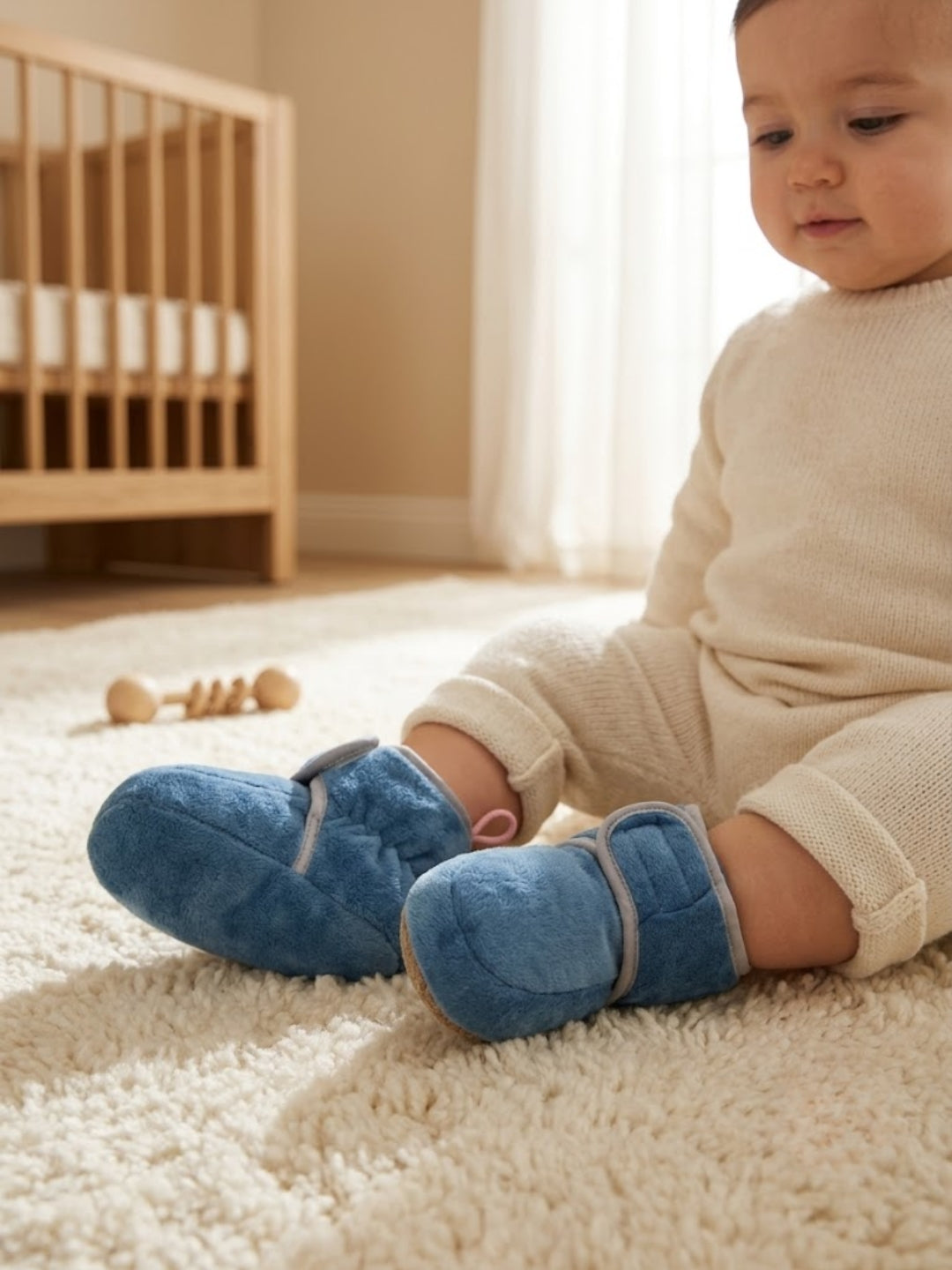 Cdeck Woolen Baby Booties for kids| Soft, Warm & Comfortable Winter Footwear | 3–9 Months | blue