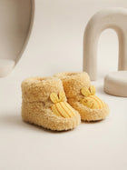 Cdeck Baby Wool Booties | Soft Warm Fleece Baby Shoes | Cute Yellow Booties for Babies 3–9 Months
