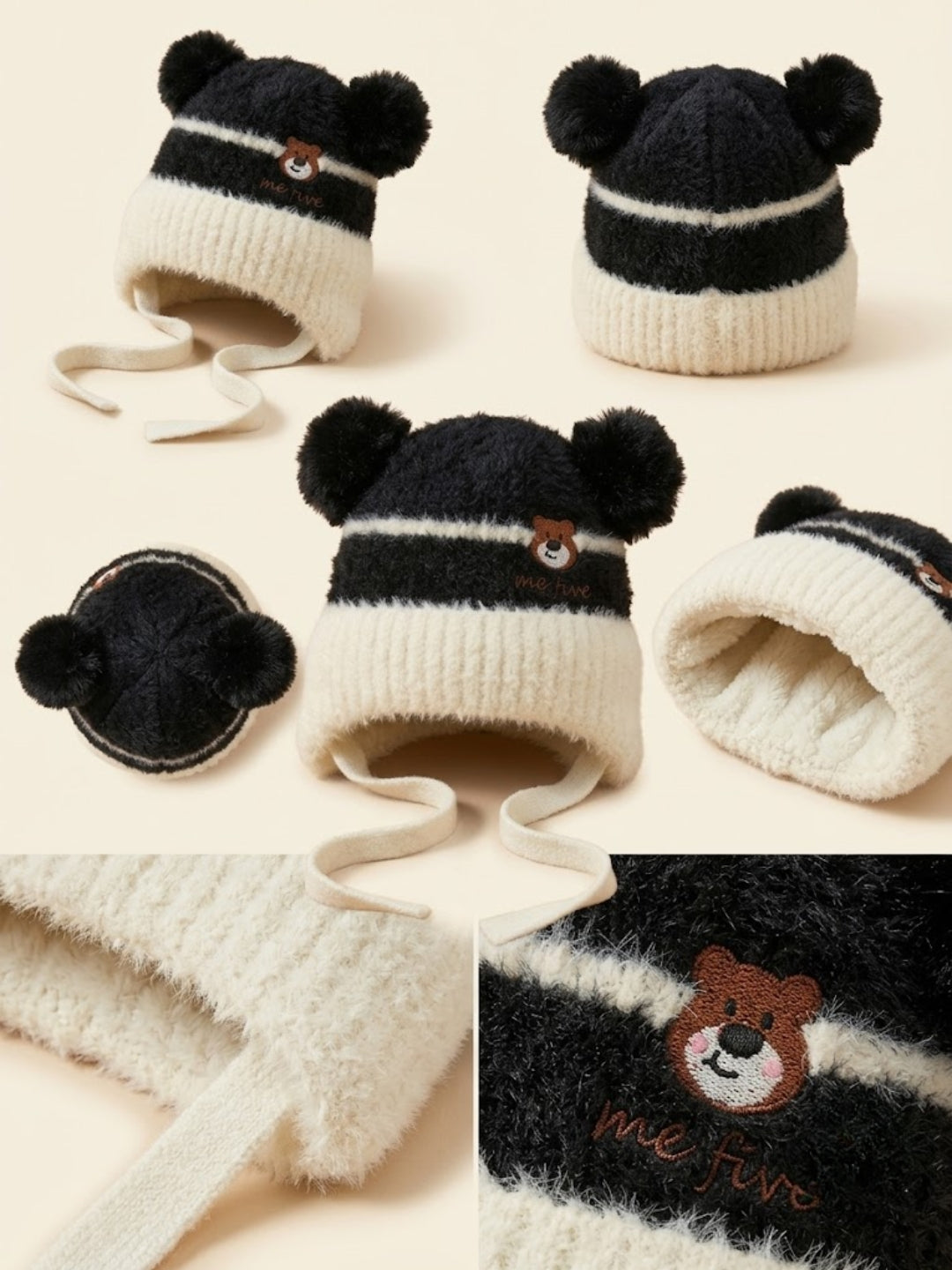 Cdeck Kids Woolen Winter Cap for Boys & Girls | Warm & Comfortable Winter Wear | 2–4 Years| Black