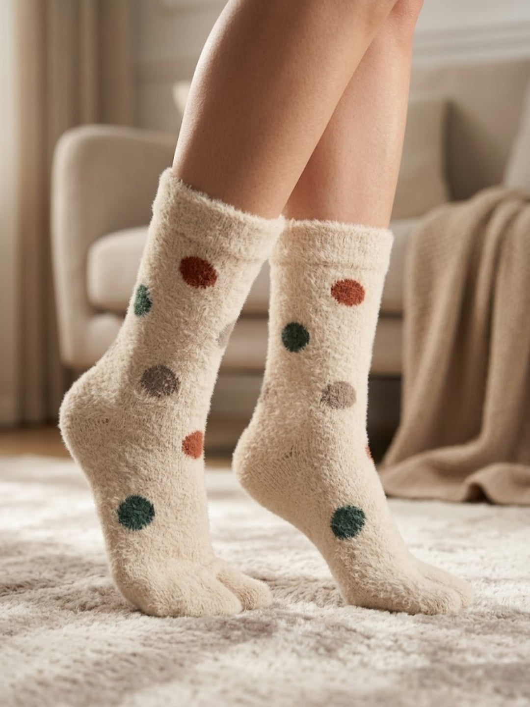 Cdeck Warm Socks for Women & Girls | Soft Cozy Comfortable Everyday Home Wear | Cream