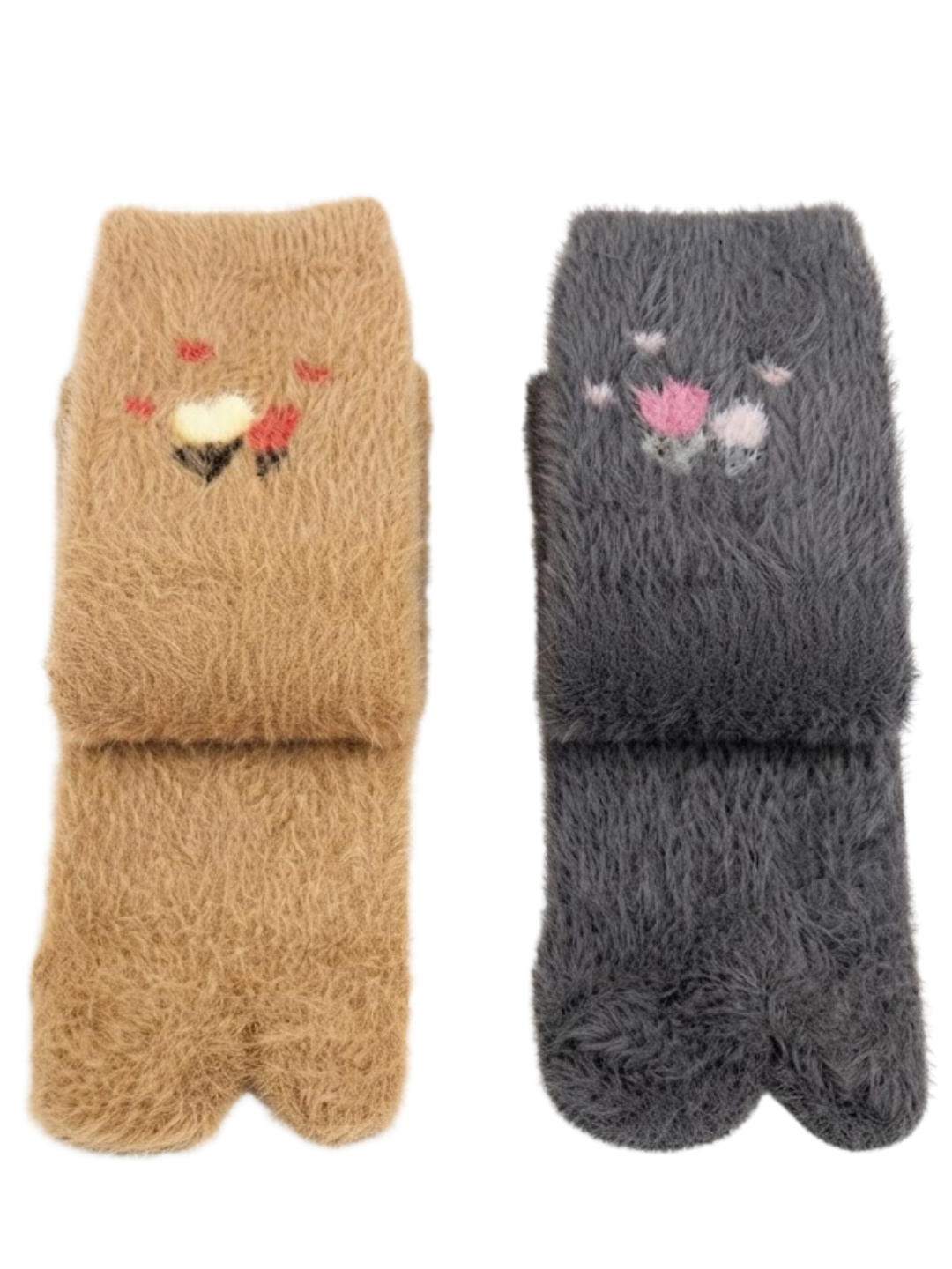 Cdeck Women’s Soft Wool Socks Combo | Cozy Beige & Grey Floral Socks