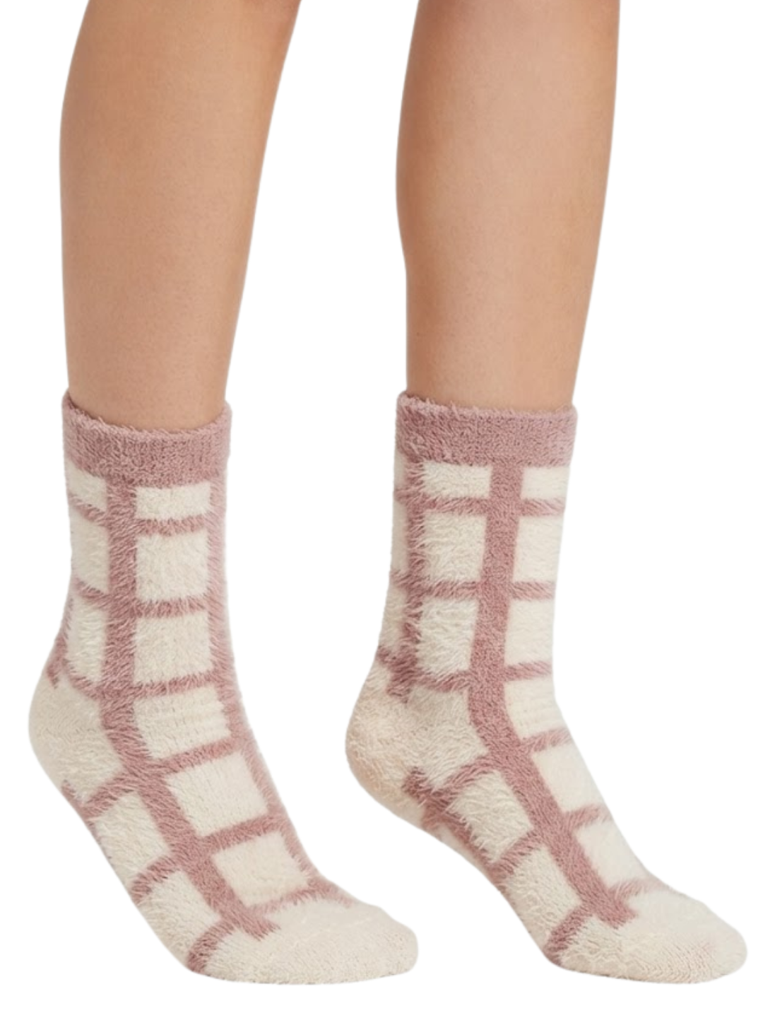 Cdeck Women’s Soft Wool Socks | Warm Pink & Cream Checkered Socks