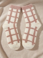 Cdeck Women’s Soft Wool Socks | Warm Pink & Cream Checkered Socks