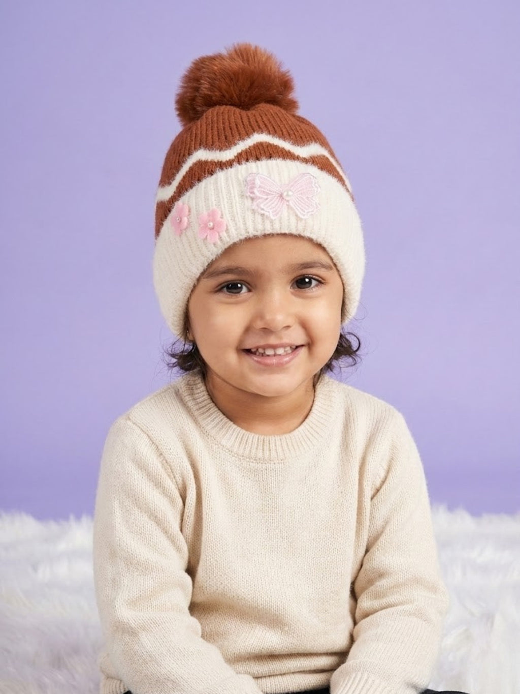 Cdeck Kids Woolen Winter Cap for Baby Girls