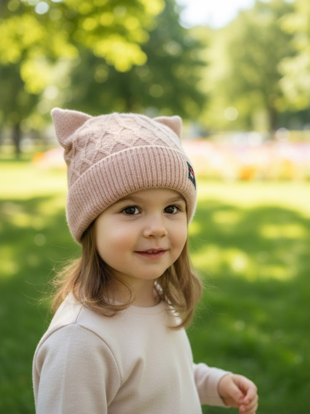 Cdeck Kids Woolen Winter Cap with Cute Cat Ear Design | Soft, Warm & Comfortable | 2–4 Years
