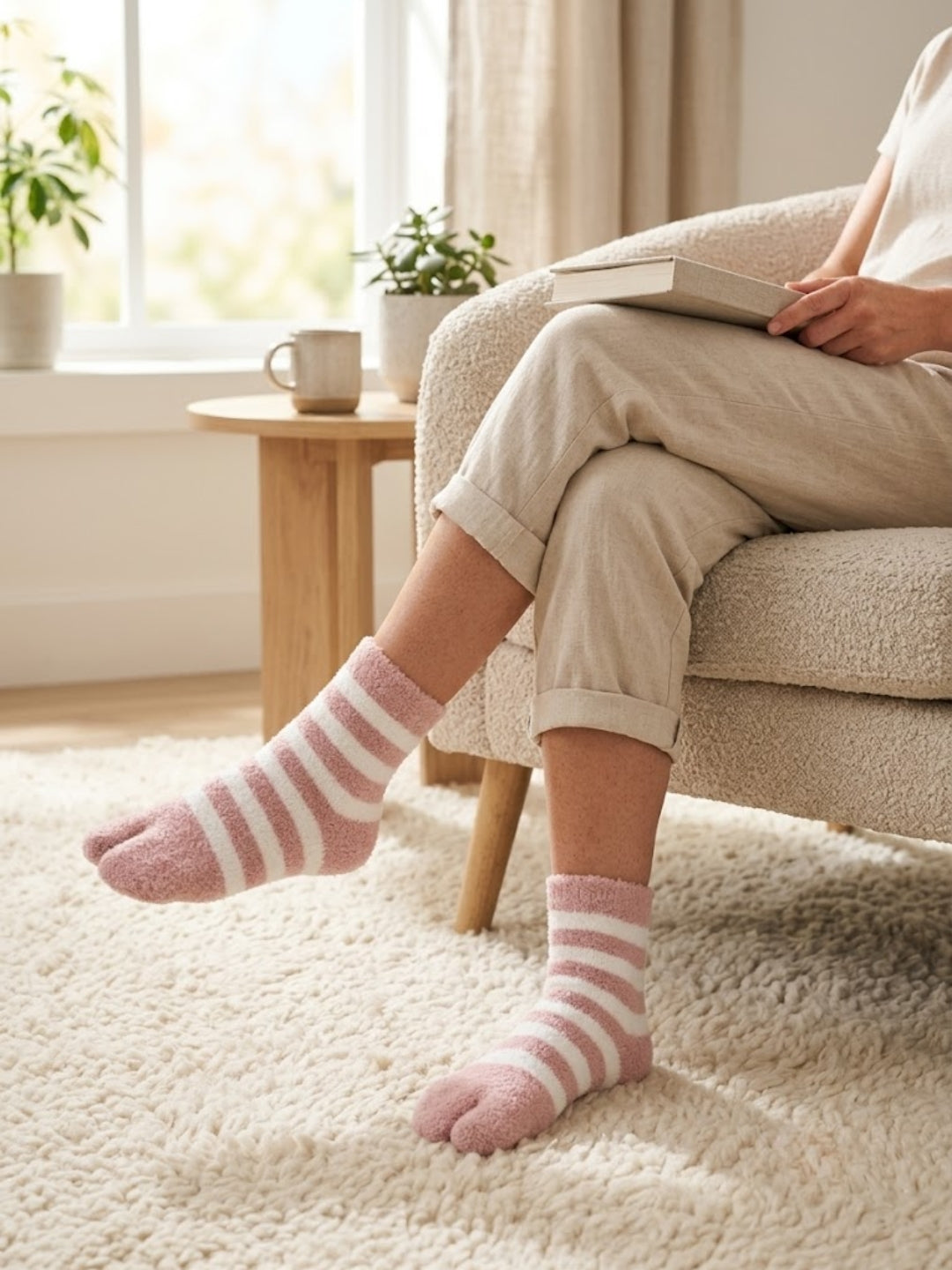 Cdeck Premium Hair Wool Socks for Women | Warm & Comfortable | Free Size | Pink White