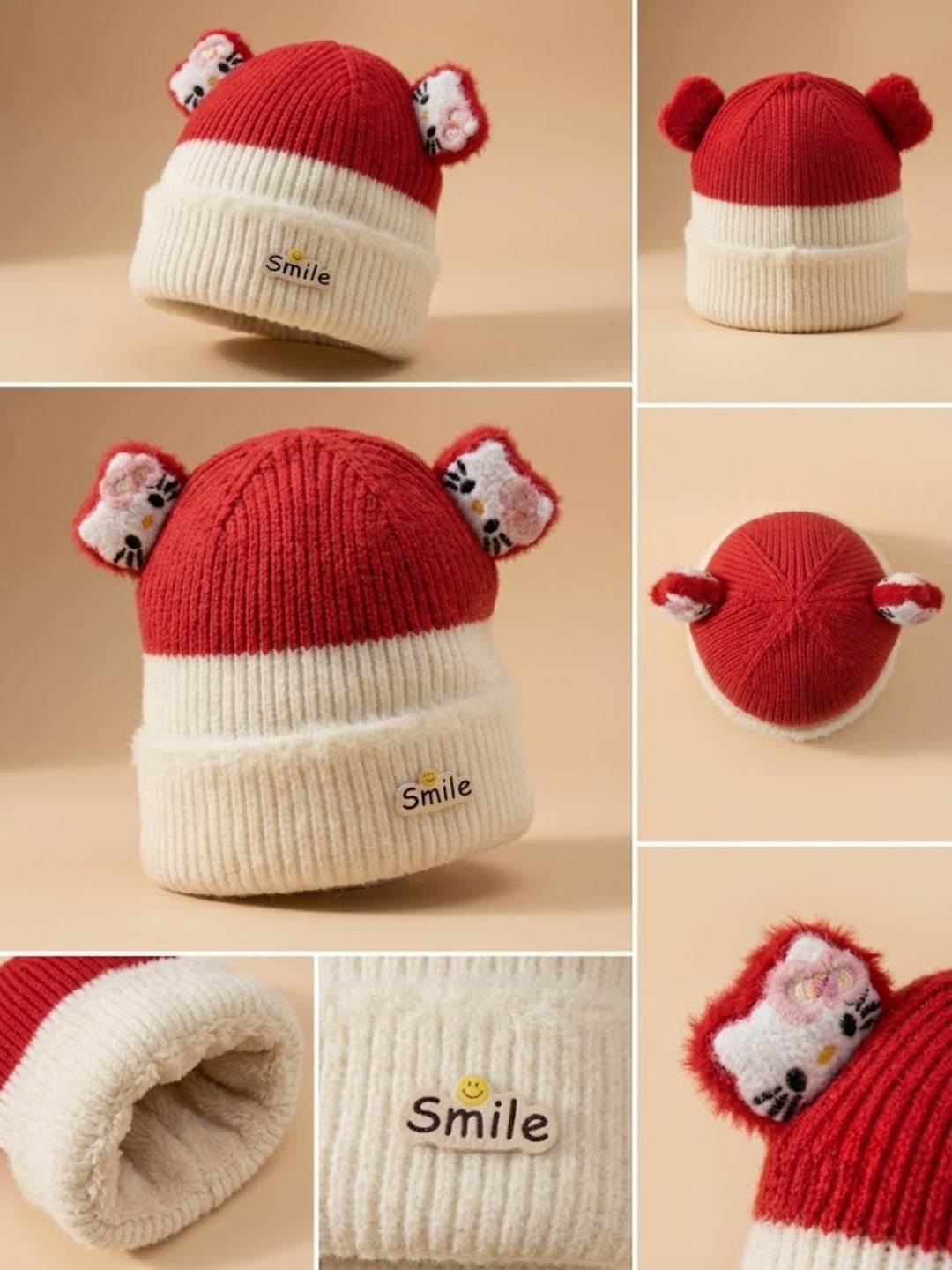 Cdeck Kids Woolen Winter Cap for Boys & Girls | Warm & Comfortable Winter Wear | 2–4 Years |Red