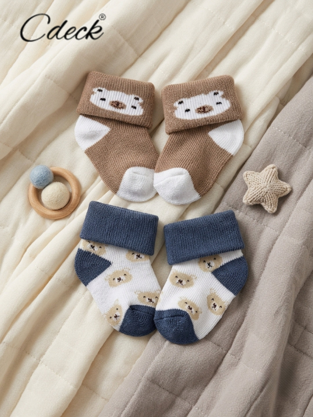 Cdeck Newborn Baby Towel Cotton Soft Stretch Socks | Soft, Comfortable & Absorbent | 0–12 Months