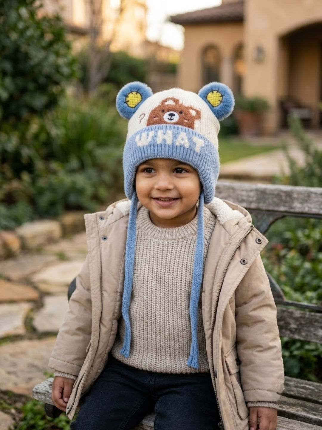Cdeck Kids Woolen Winter Cap for Boys & Girls | Warm & Comfortable Winter Wear | 2–4 Years | Blue