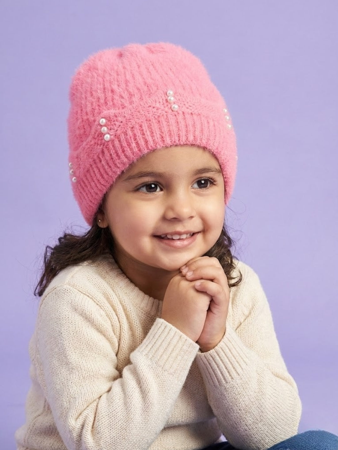 Cdeck Baby Girls Woolen Winter Cap | Comfortable & Warm Winter Wear | 1–2 Years