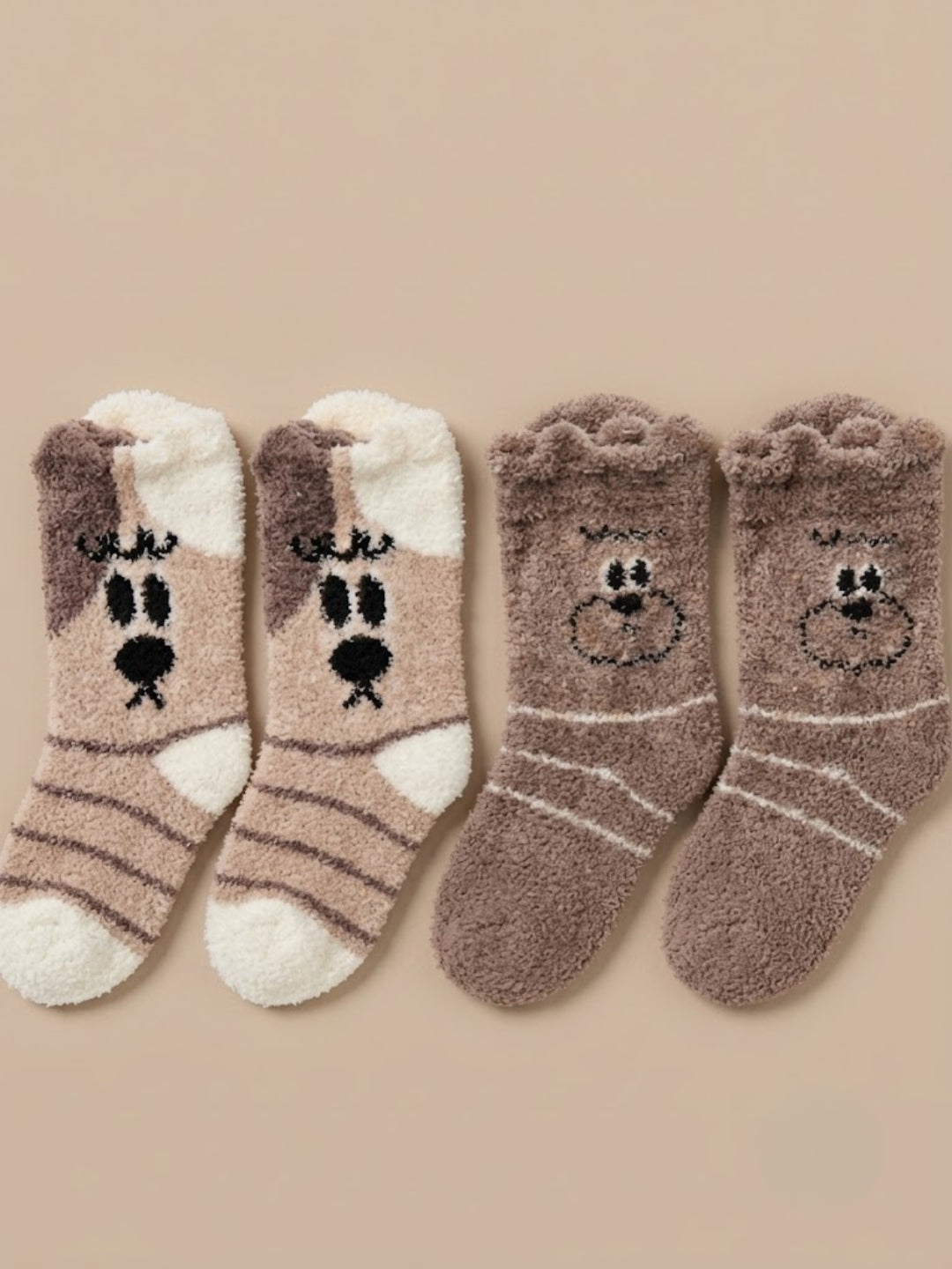 Cdeck Rabbit Hair Wool Socks for Women, 2 Pairs Fuzzy Warm Winter Socks with Cute Animal Pattern