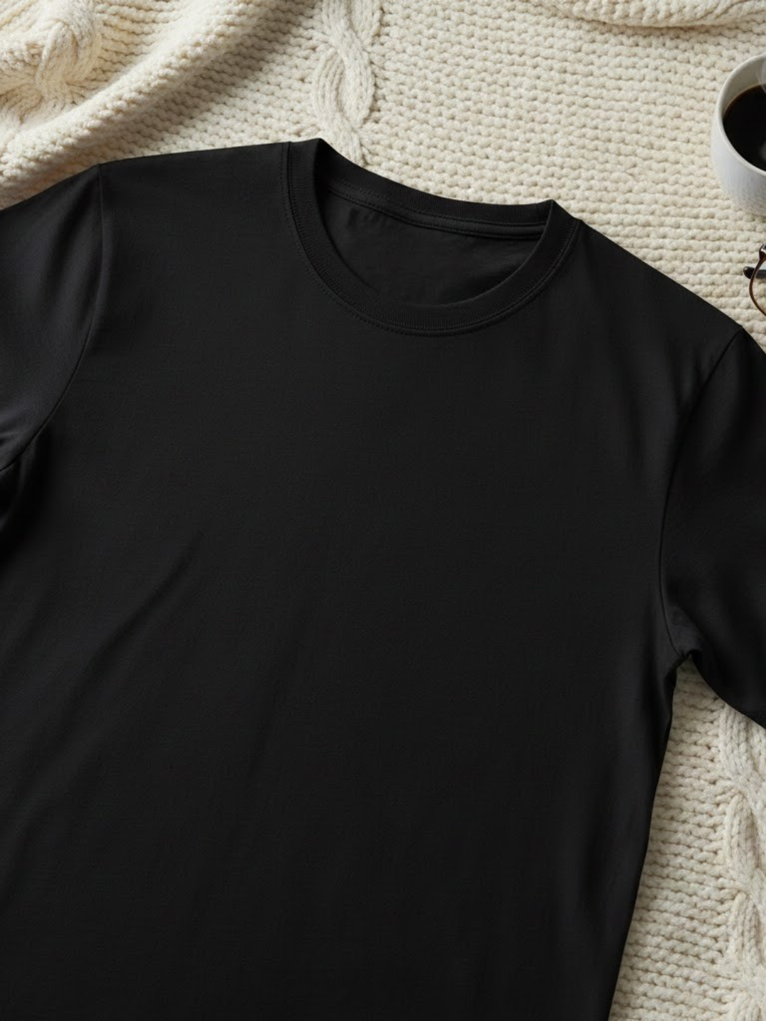 Cdeck Men’s Black Plain T-Shirt | Soft Comfortable Round Neck Half Sleeve T-Shirt | Classic Solid Basic Tee for Men