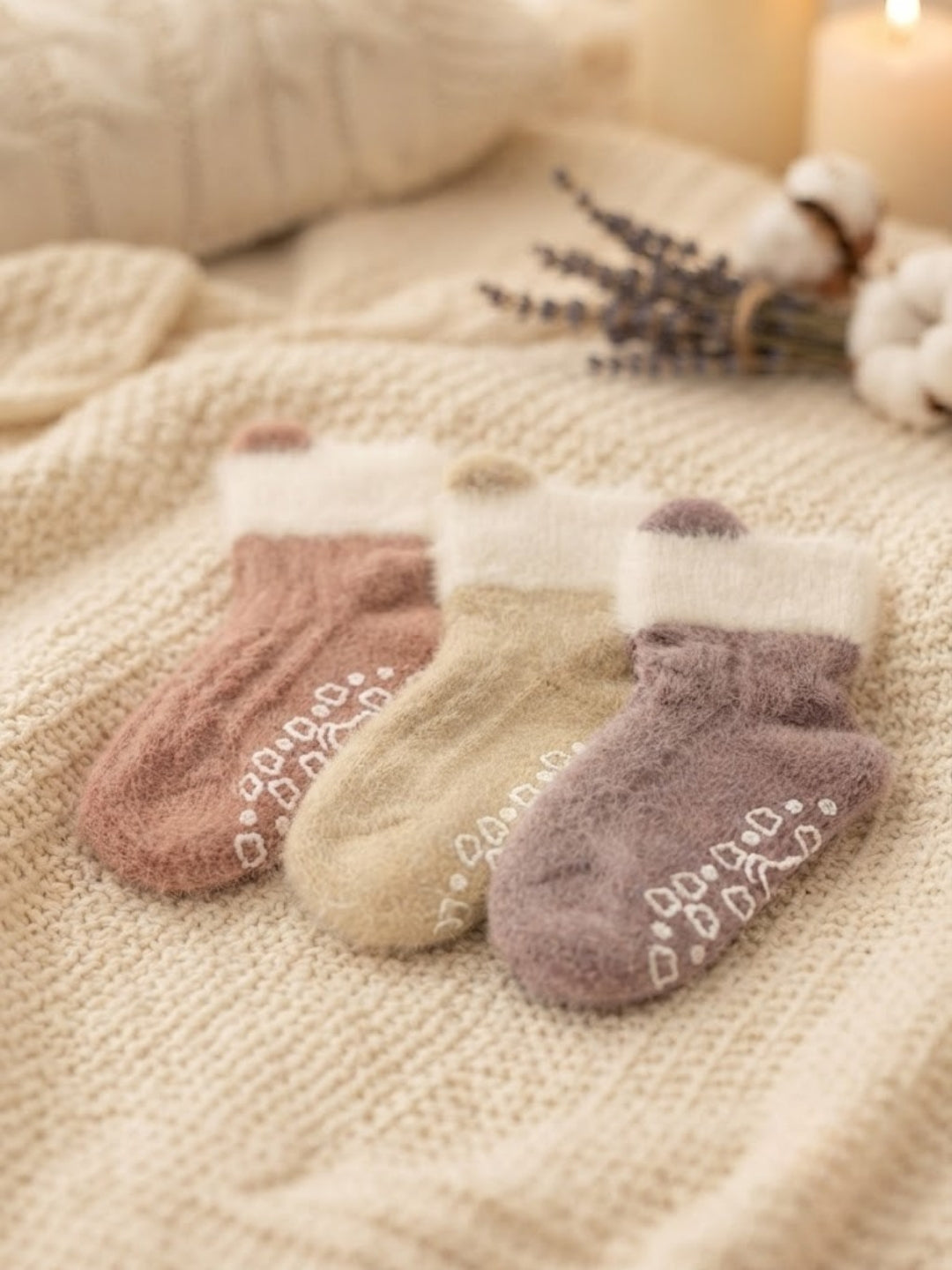 Cdeck Kids Winter Woolen Socks | Rabbit Hair Wool Soft Warm Stretchable Socks for Boys & Girls | 0–4 Years | Pack of 3 | Multicolor