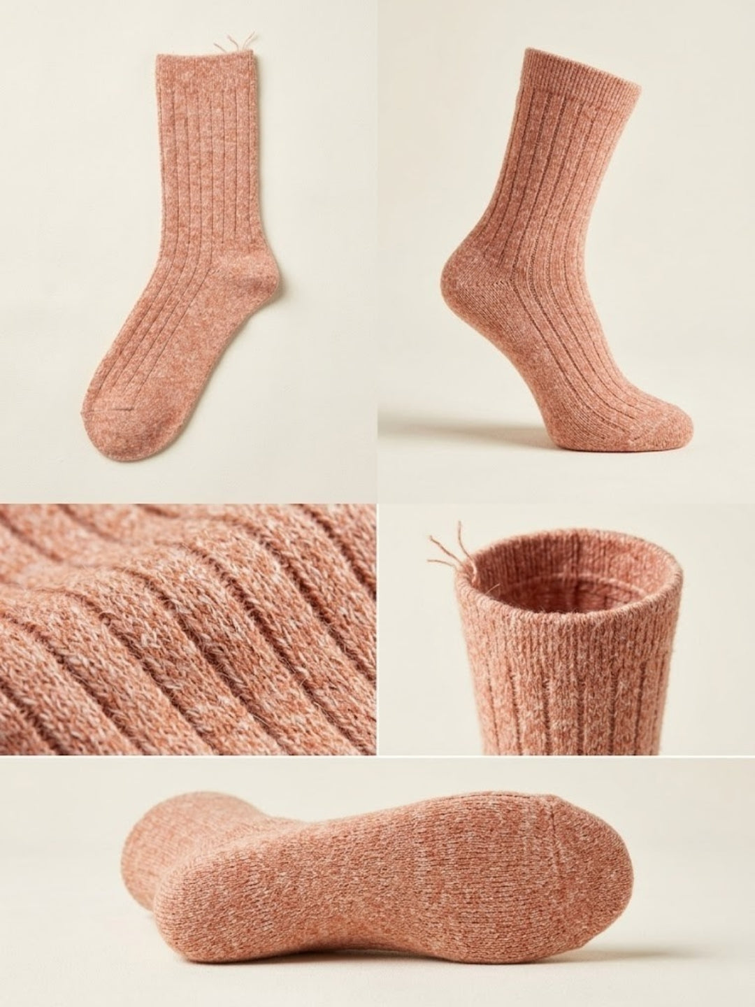 Cdeck Women’s Premium Fuzzy Socks – Soft Warm Winter Socks | Ribbed Design | Free Size | Peach
