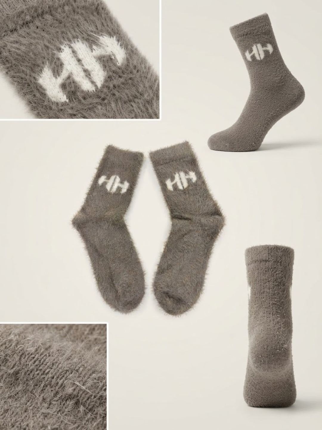 Cdeck Men’s Hair Wool Winter Socks | 2 Pair Combo | Soft, Warm, Fuzzy & Stretchable | Brown & Grey
