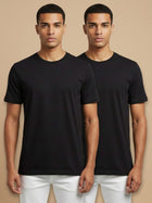 Cdeck Men’s Black T-Shirt Combo | Soft Comfortable Round Neck Half Sleeve T-Shirts | Solid Casual Basic Tees for Men | Pack of 2