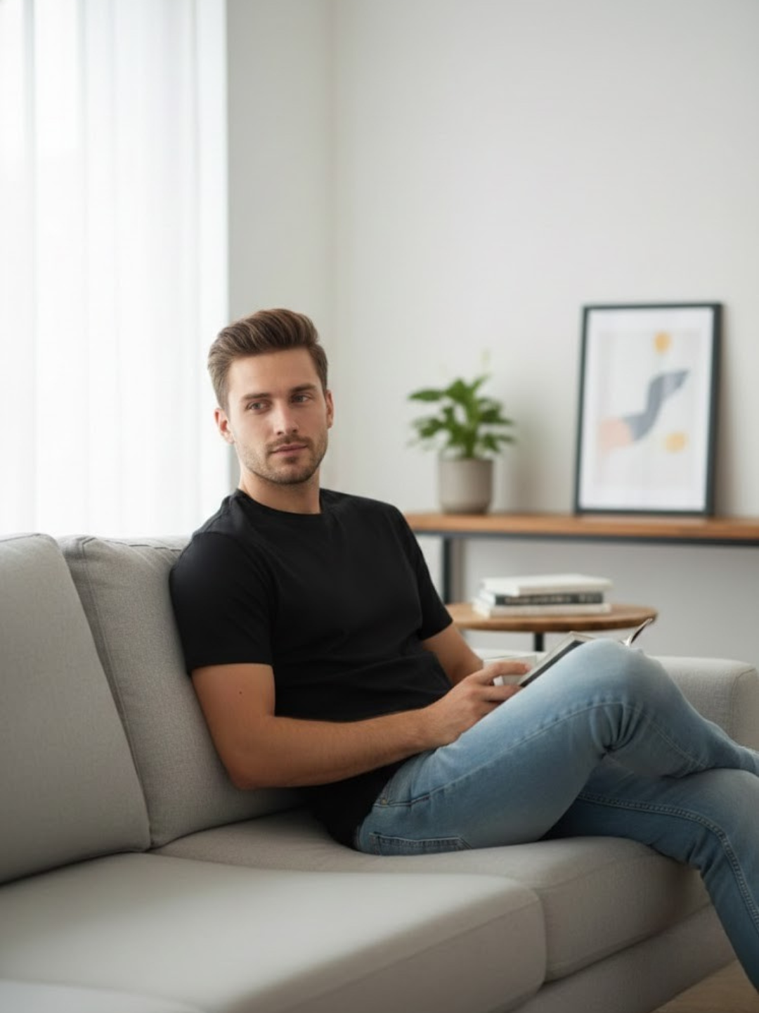 Cdeck Men’s Black Plain T-Shirt | Soft Comfortable Round Neck Half Sleeve T-Shirt | Classic Solid Basic Tee for Men