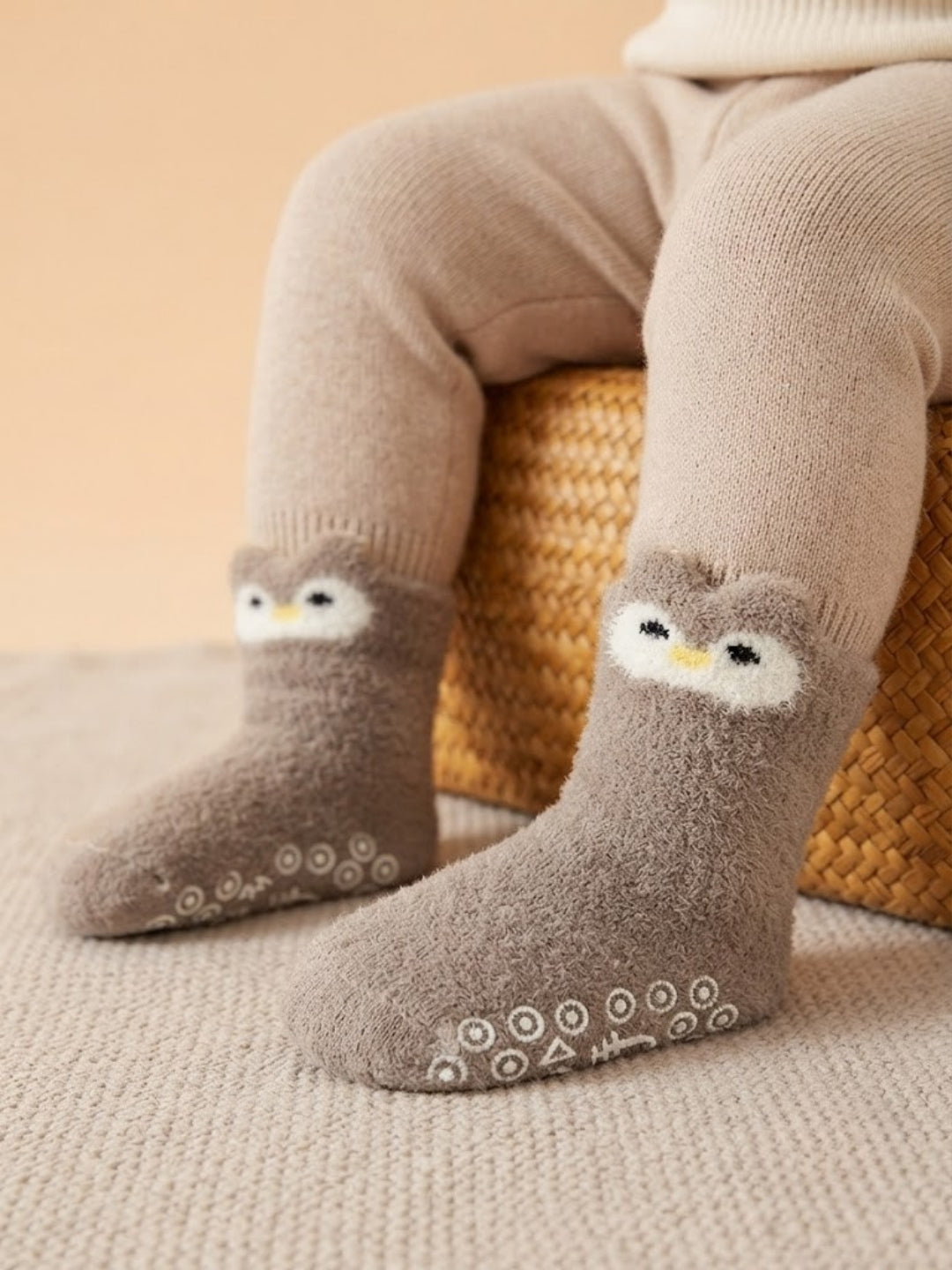 Cdeck Kids Winter Woolen Socks | Soft Fuzzy Rabbit Hair Wool Socks with Anti-Skid Sole | 0–4 Years | Pack of 3 | Multicolor