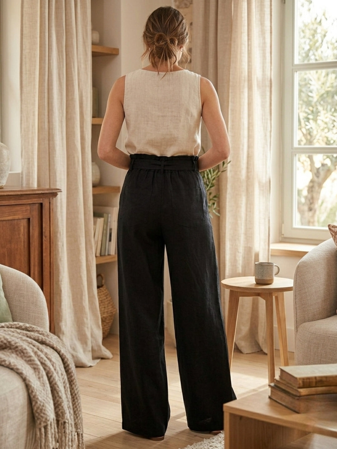 Cdeck Women's Linen Palazzo Pants