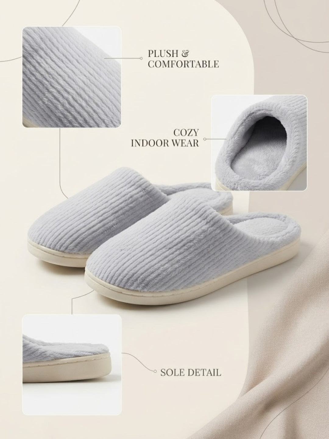 Cdeck Women’s Fuzzy Winter Slippers | Soft Plush  Slippers for Comfort & Warmth | Free Size | Grey