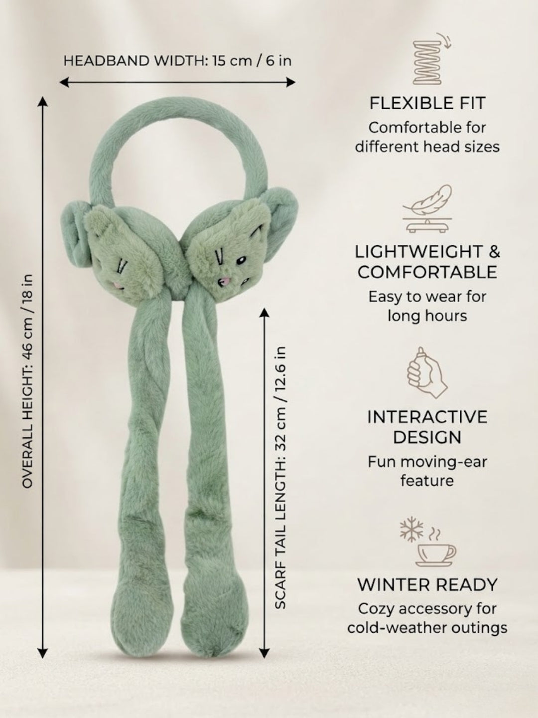 Cdeck Velvet Mouse Earmuffs for Girls & Women, Soft Warm Winter Earmuffs with Long Hanging Ear Covers, Free Size