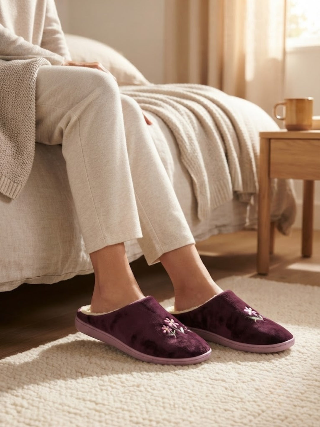 Cdeck Women’s Fuzzy Winter Slippers | Soft Plush  Slippers for Comfort & Warmth | Free Size | Maroon