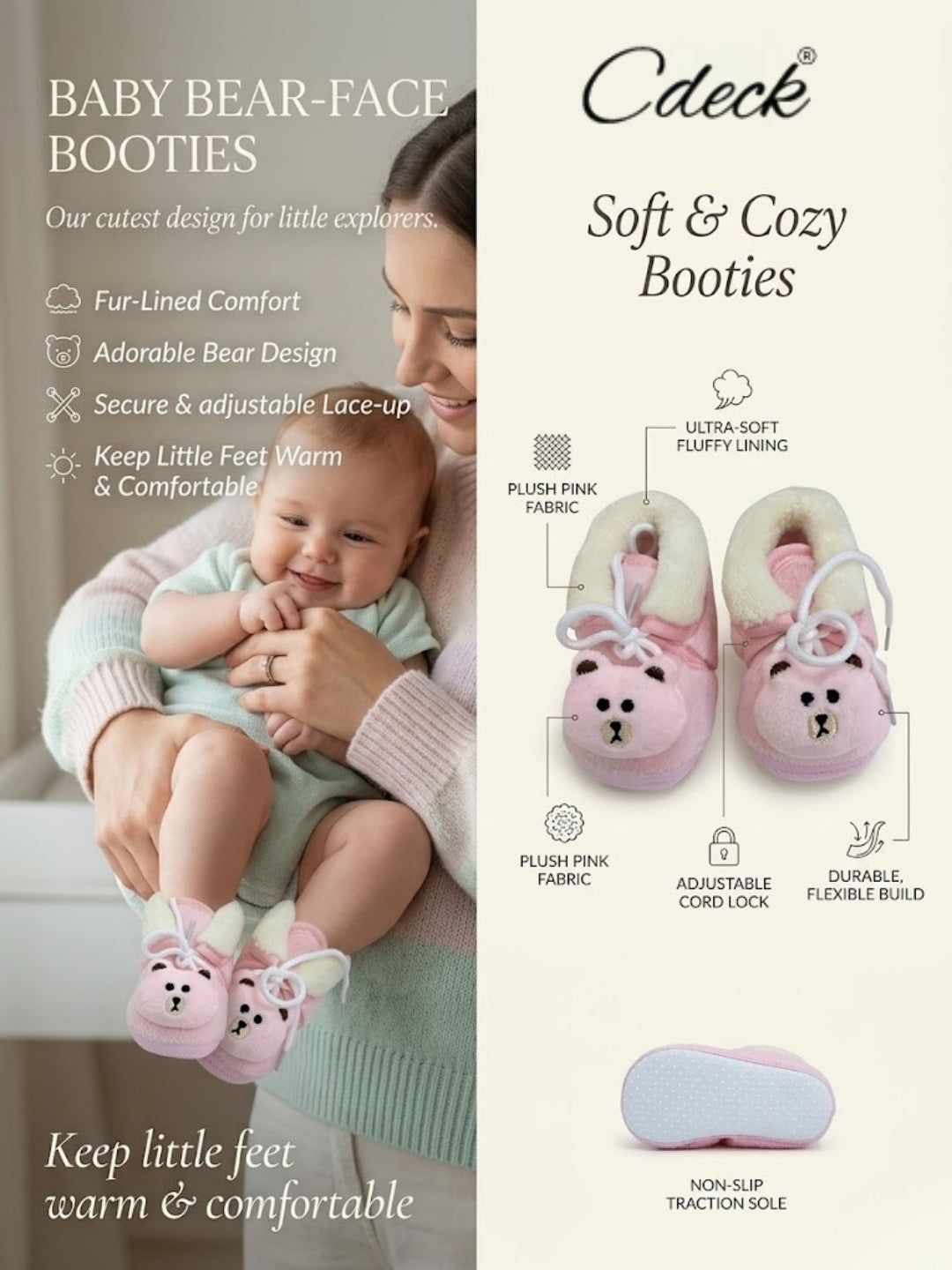 Cdeck Warm Winter Booties for Kids | Soft & Comfortable | 3–18 Months