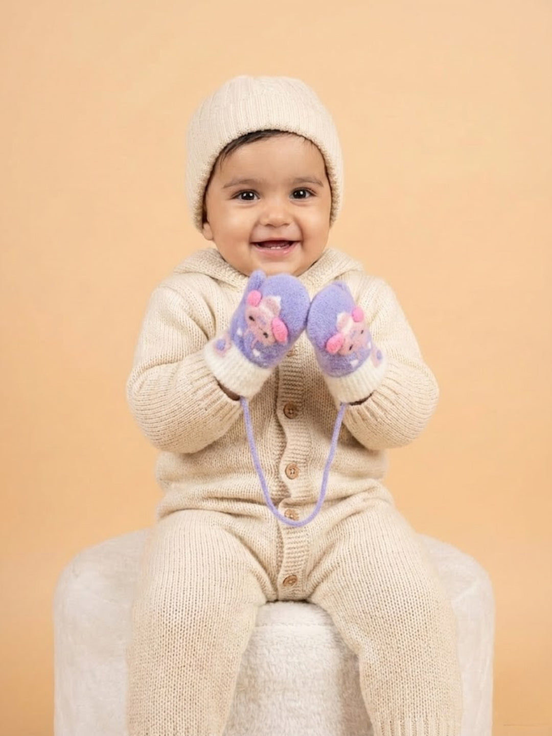 Cdeck Baby Woolen Winter Gloves for Boys & Girls | Soft, Warm & Cozy Winter Wear | 0–12 Months