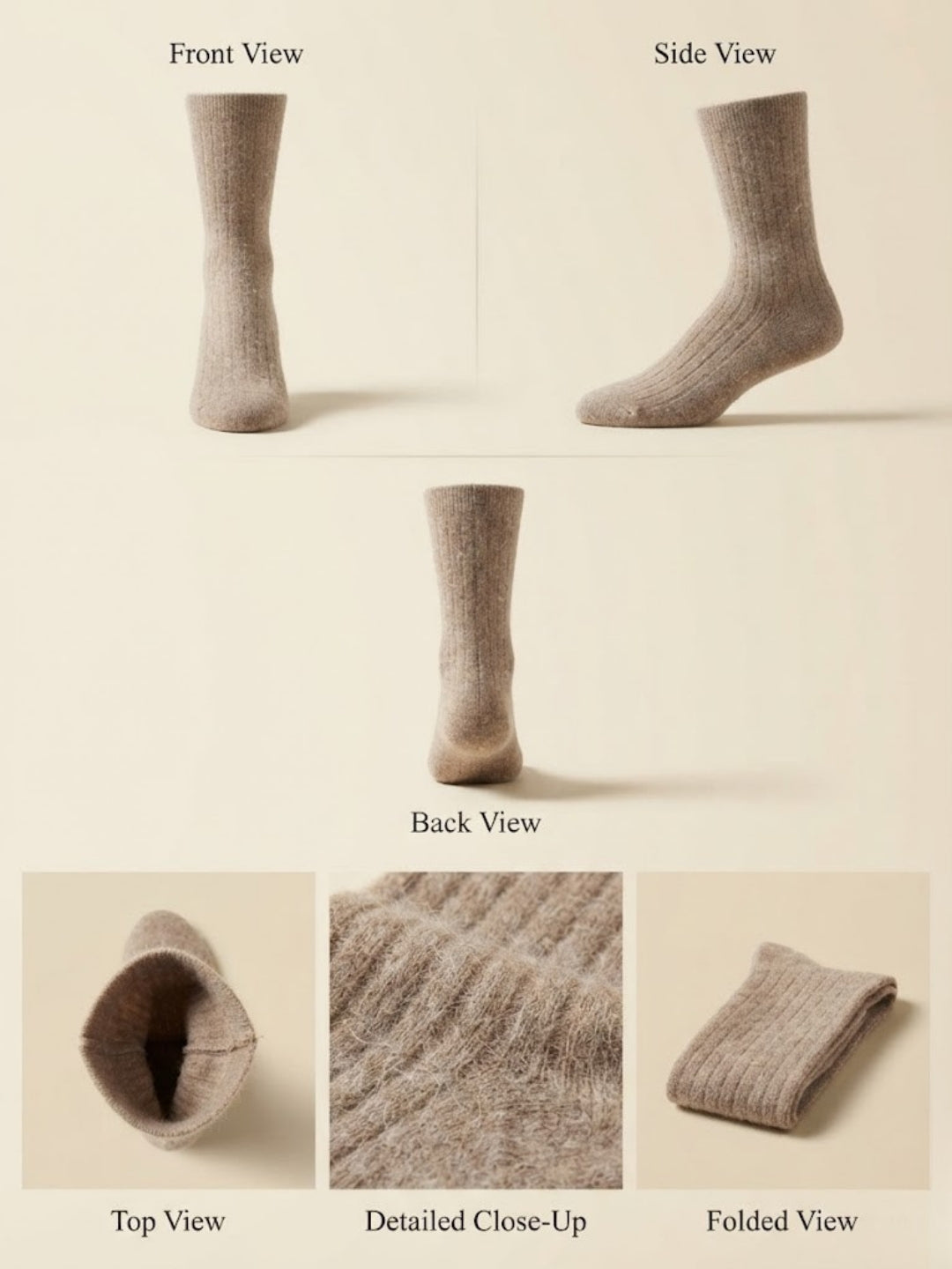 Cdeck Unisex Woolen Winter Socks | Soft Warm Wool Socks for Men & Women | Cozy Comfortable Winter Socks | Full Length | Brown