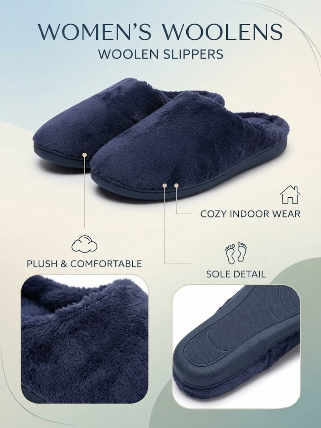 Cdeck Women’s Fuzzy Winter Slippers | Soft Plush  Slippers for Comfort & Warmth | Free Size | Blue
