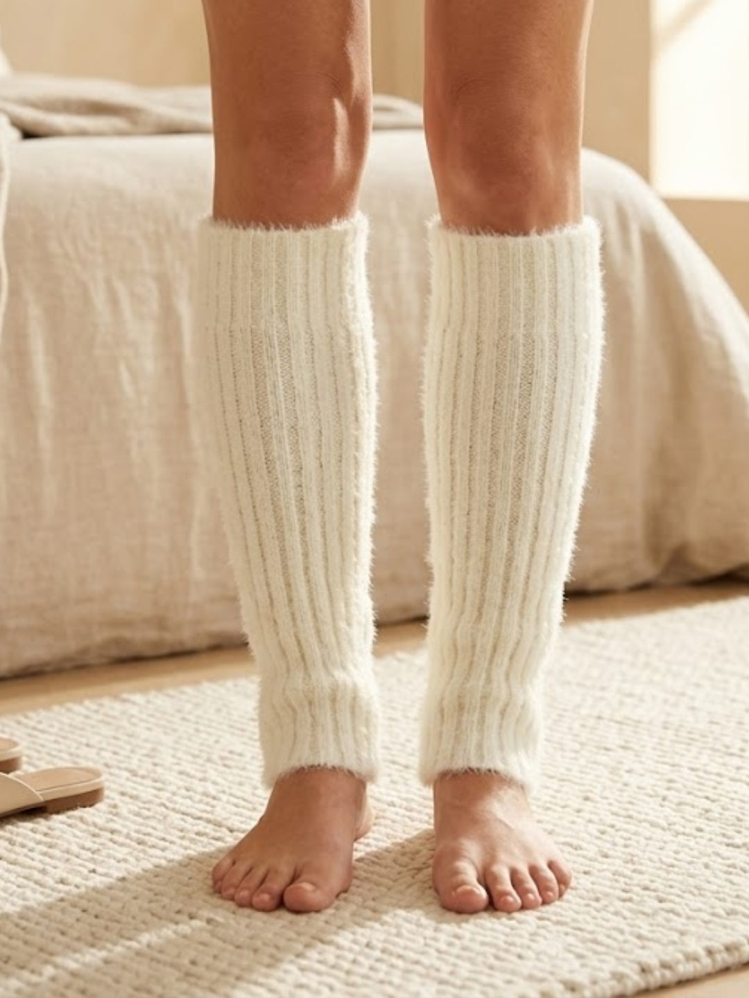 Cdeck Women’s Woolen Leg Warmers for Winter | Soft, Warm & Comfortable Leg Covers for Everyday Wear | Cream