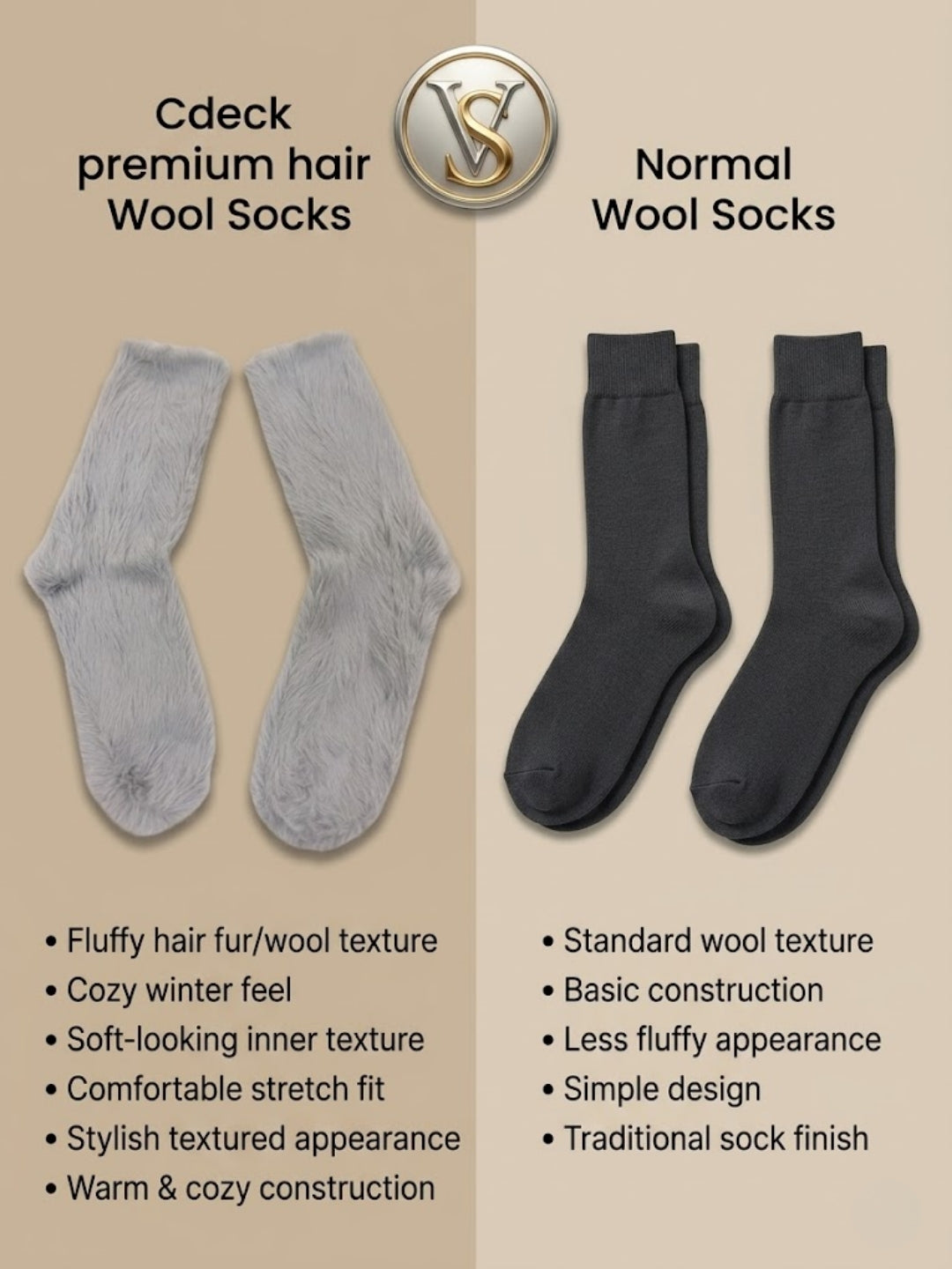 Cdeck Women’s Soft & Warm Woolen Fuzzy Socks | Cozy Thick Winter Socks for Women | Grey