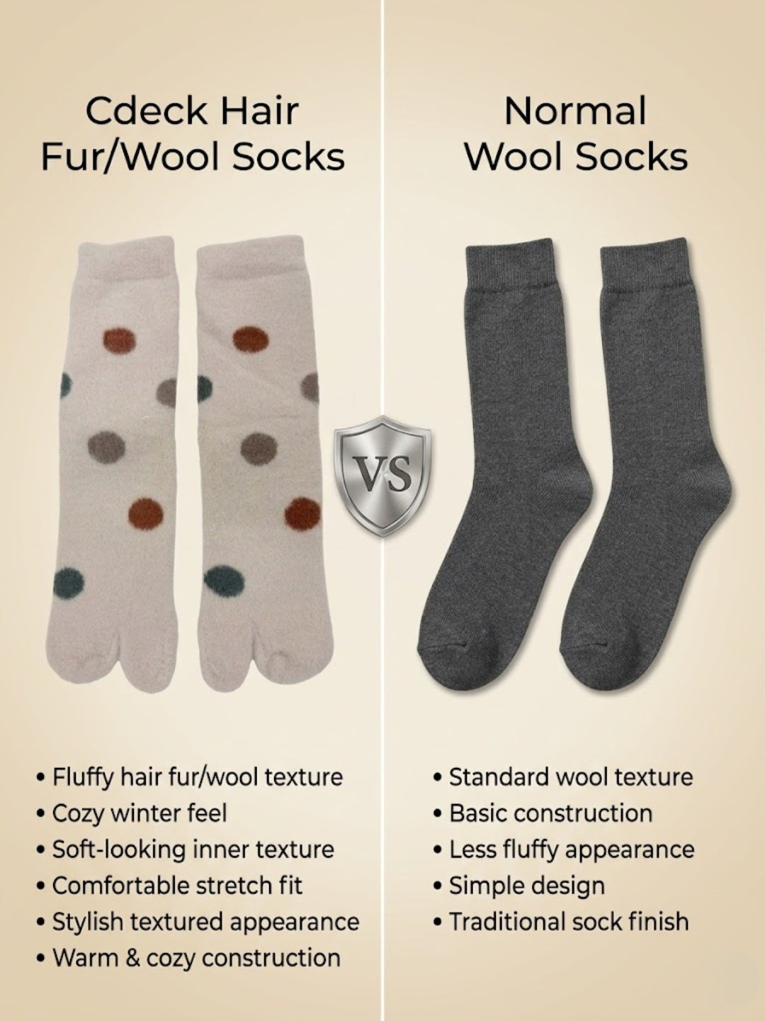 Cdeck Warm Socks for Women & Girls | Soft Cozy Comfortable Everyday Home Wear | Cream