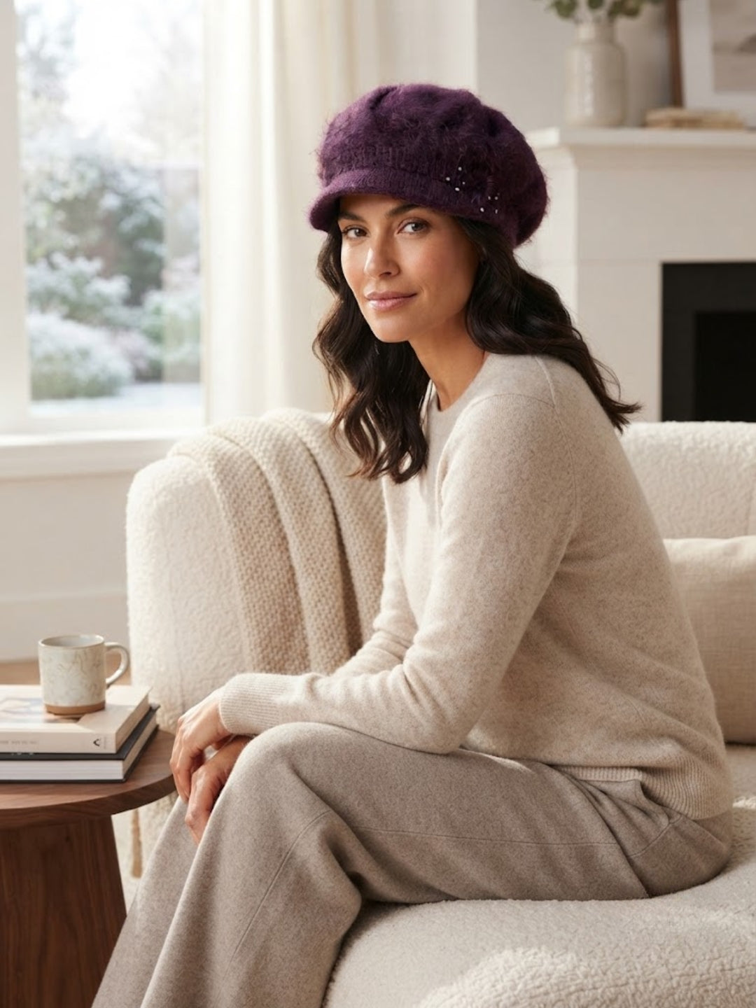 Cdeck Women Woolen Cap | Soft Knitted Winter Beanie for Women | Warm & Stylish Winter Wear | Free Size | Purple