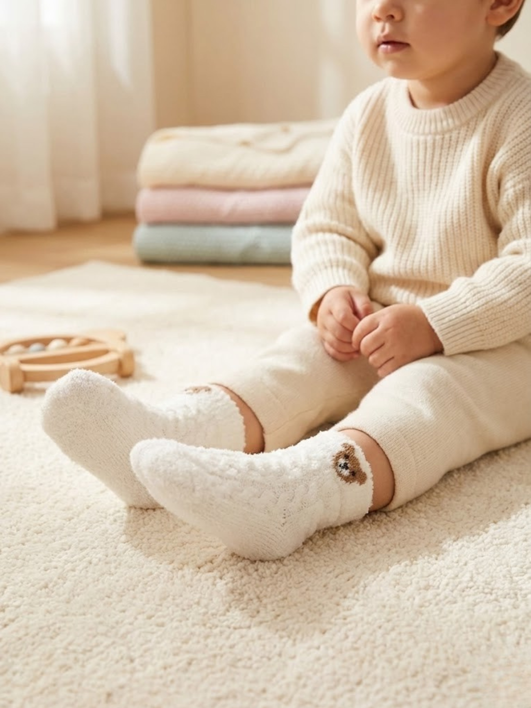 Cdeck Kids Fuzzy Socks | Soft Warm Winter Socks with Cute Bear Design | Cozy Plush Socks for Boys & Girls | Pack of 3