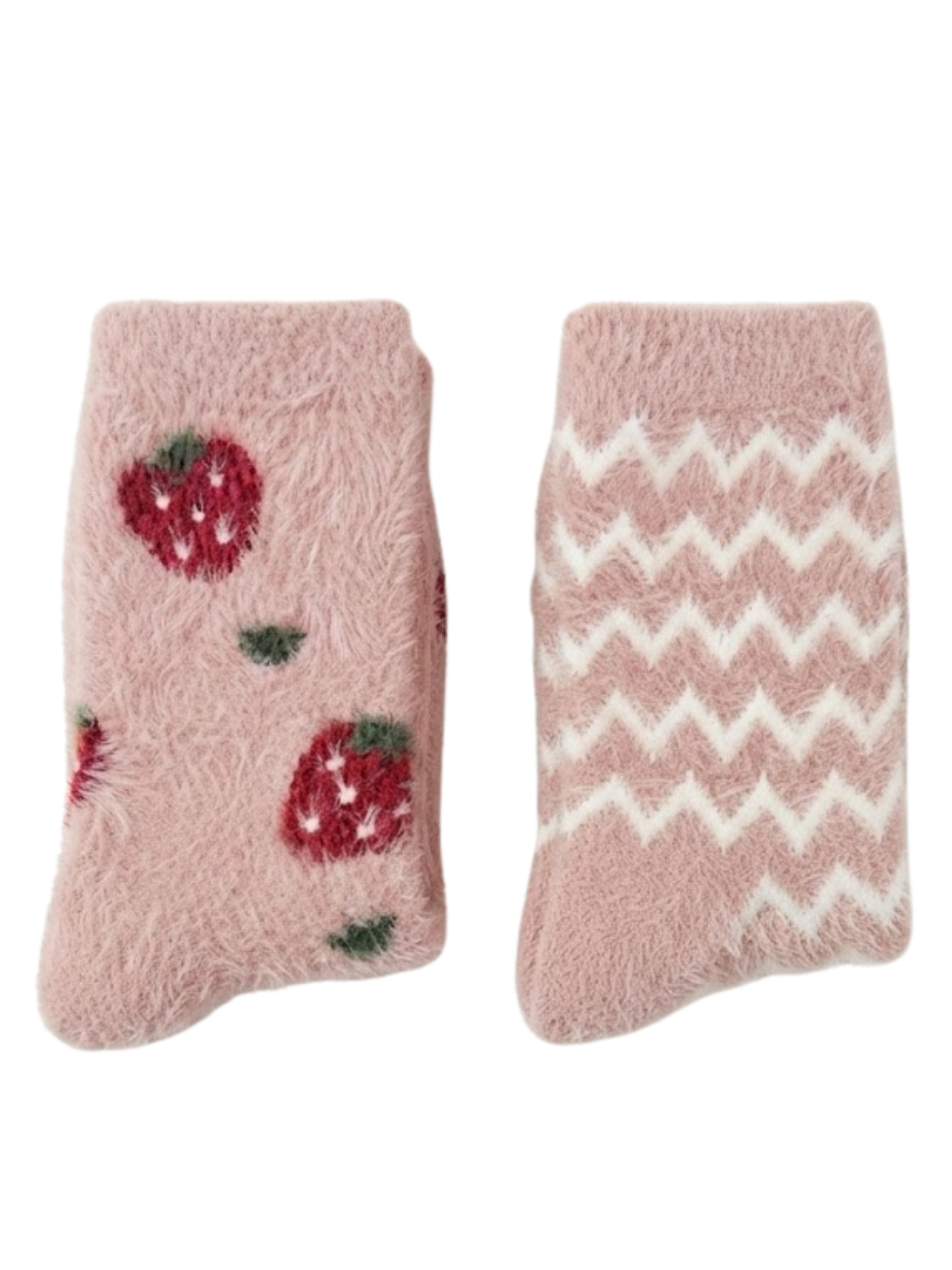 Cdeck Women’s Soft Wool Socks Combo | Pink Strawberry & Chevron Socks