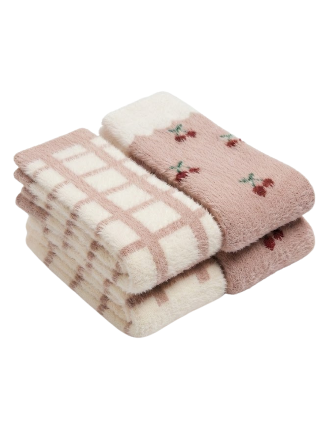 Cdeck Women’s Soft Wool Socks Combo | Pink Strawberry & Chevron Socks